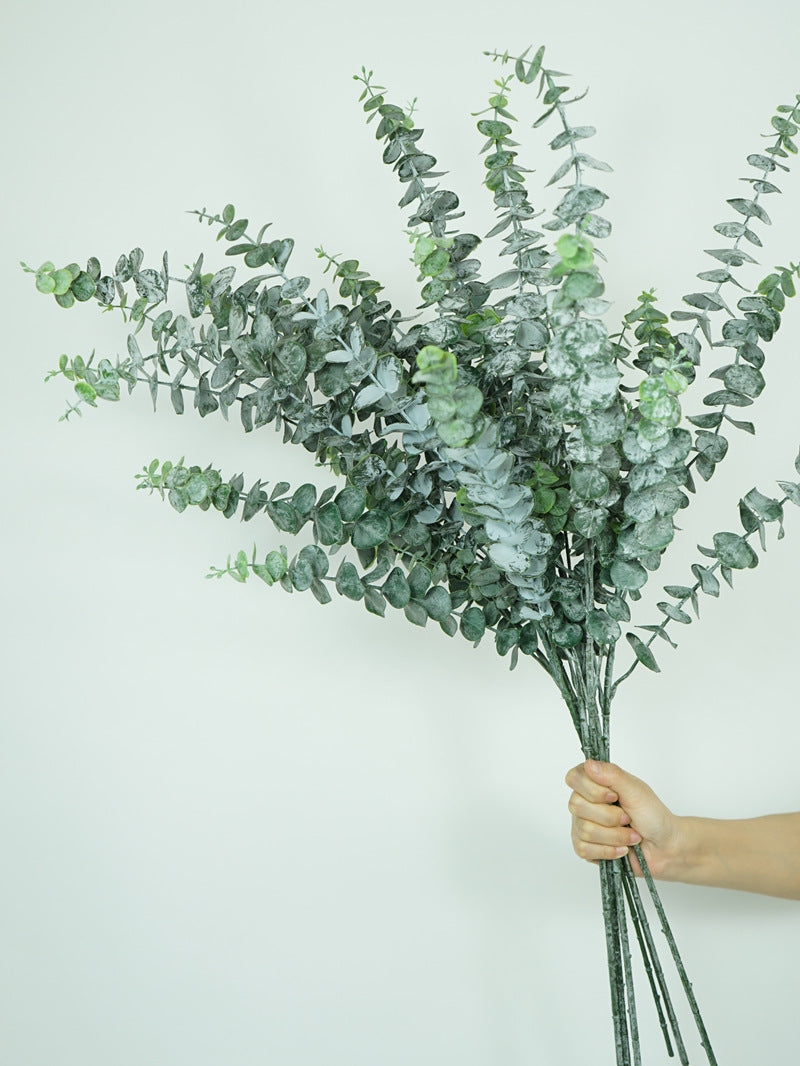 Nordic-Inspired Faux Green Plant - Soft Silicone Money Plant with Frosted Eucalyptus - Perfect for Living Room, Window Display, and Wedding Décor - Stunning Floral Arrangement for Home or Event Styling