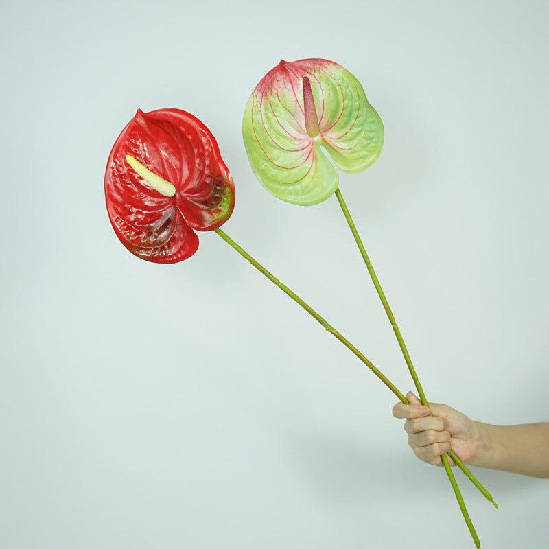 Vibrant Realistic Fake Red Anthuriums - Perfect for Home Décor, Wedding Decorations, Photography Props, and Desktop Display