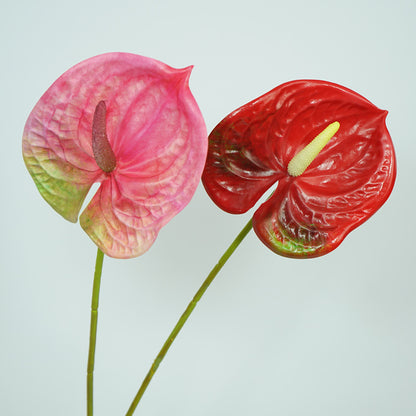 Vibrant Realistic Fake Red Anthuriums - Perfect for Home Décor, Wedding Decorations, Photography Props, and Desktop Display