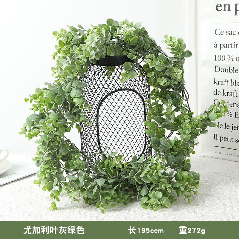 Realistic Rattan Vine with Floral Plastic Eucalyptus Leaves and Money Plant Vines for Exquisite Wedding and Home Decor