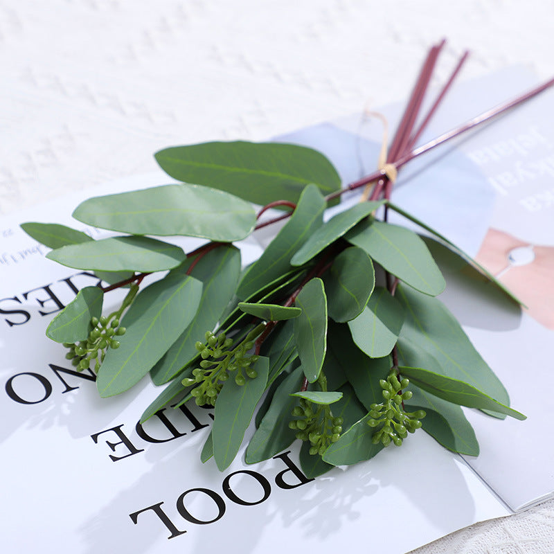 Realistic 3D Printed Artificial Eucalyptus Leaves - Soft Touch Faux Greenery for Home and Living Room Wall Decor