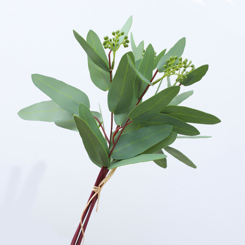 Realistic 3D Printed Artificial Eucalyptus Leaves - Soft Touch Faux Greenery for Home and Living Room Wall Decor