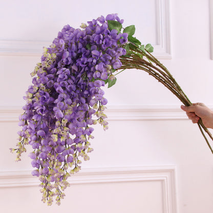 Lifelike Hanging Artificial Flower Arrangement - Elegant Wisteria Decor for Weddings, Hotels, and Home - Perfect for Ceiling Decoration and Flower Wall Displays