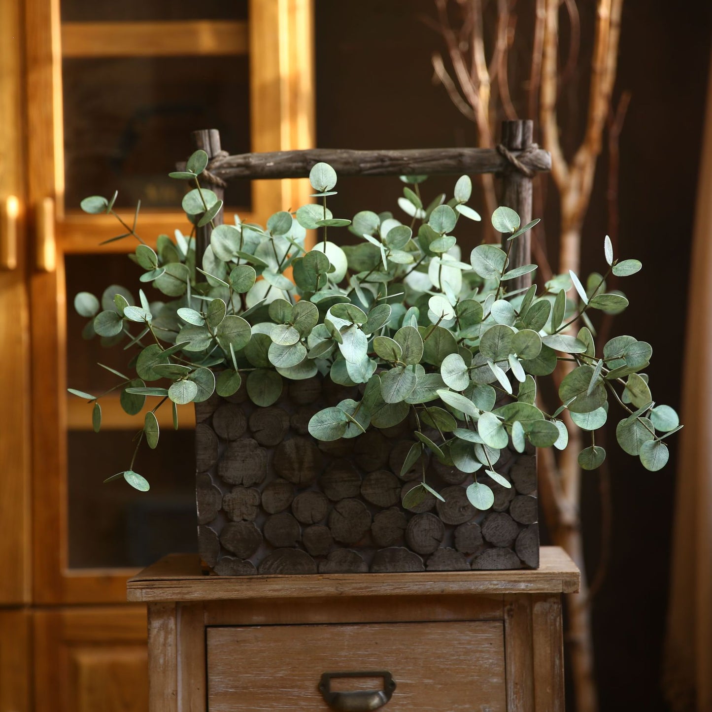 Realistic Long-Stemmed Eucalyptus Money Leaves – Artificial Faux Florals for Home Décor and French Floral Arrangements