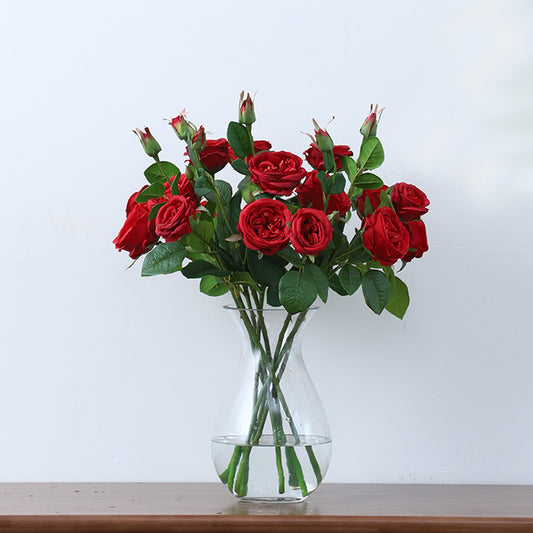 Lifelike Artificial Rose Bouquet - Touch-Feel Realistic 3-Head Tea Roses for Weddings, Home Décor, and Indoor Decoration - Perfect for All Occasions