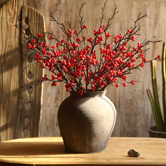 Realistic Winterberry Branches - Zen-Inspired Decorative Fruit Arrangement Gift for Home and Hotel Décor - Stylish American Soft Furnishings