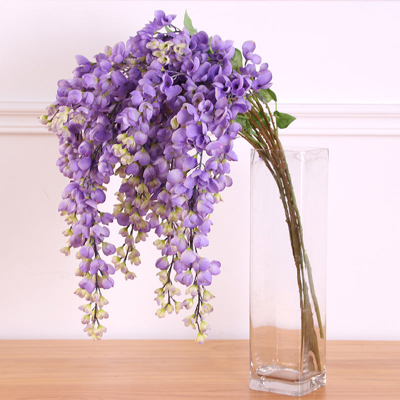 Lifelike Hanging Artificial Flower Arrangement - Elegant Wisteria Decor for Weddings, Hotels, and Home - Perfect for Ceiling Decoration and Flower Wall Displays