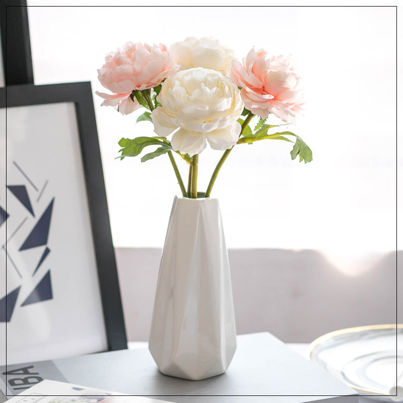 Elegant European-Inspired Single Stem Peony and  Peony Bouquet - Perfect for Weddings, Home Decor, and Floral Arrangements with Realistic Artificial Flowers