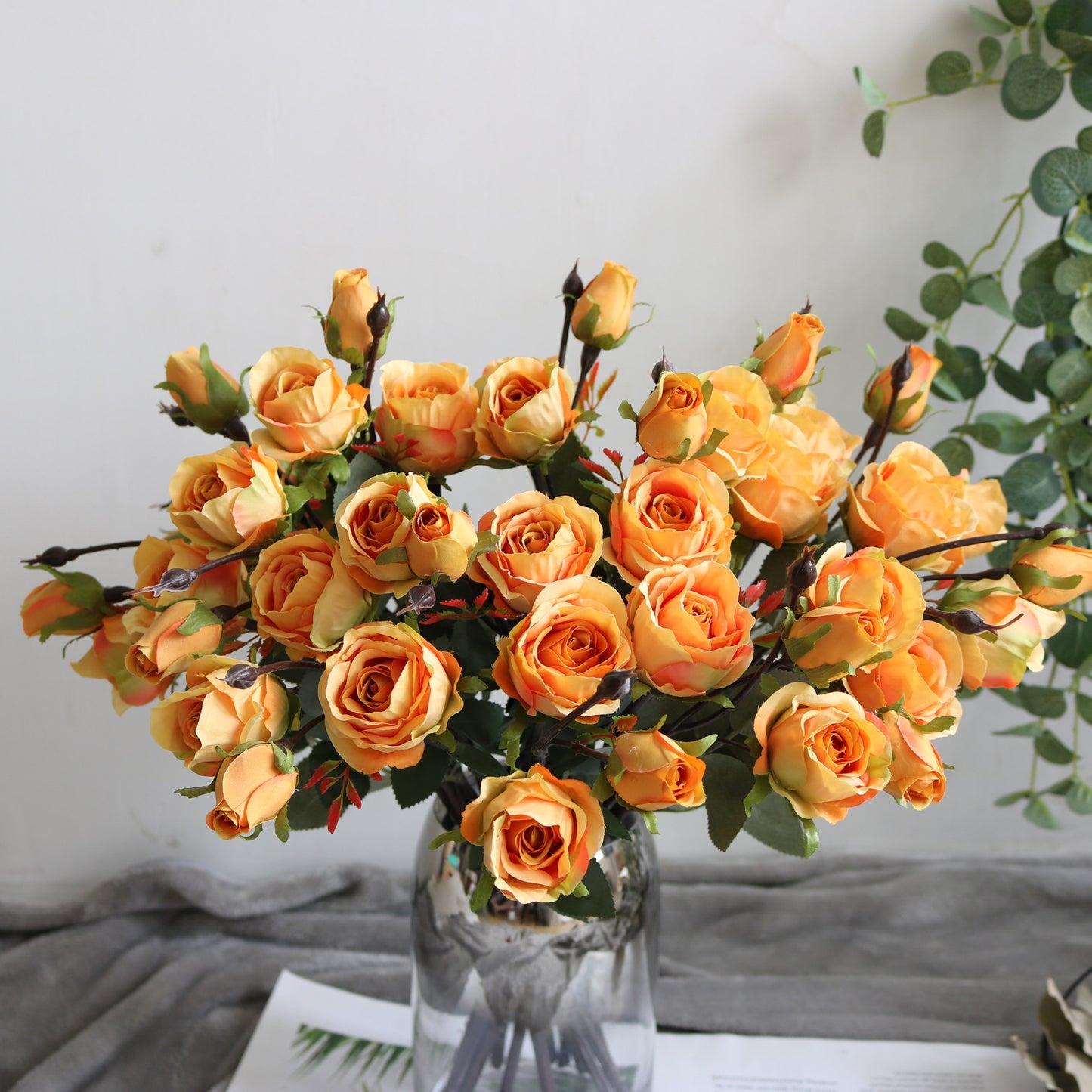 Charming 3-Head Artificial Miniature Rose Bouquet - Perfect for Rustic Weddings, Home Décor, and Everyday Freshness