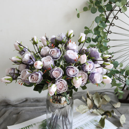 Charming 3-Head Artificial Miniature Rose Bouquet - Perfect for Rustic Weddings, Home Décor, and Everyday Freshness