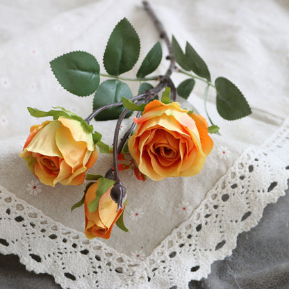 Charming 3-Head Artificial Miniature Rose Bouquet - Perfect for Rustic Weddings, Home Décor, and Everyday Freshness