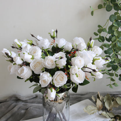 Charming 3-Head Artificial Miniature Rose Bouquet - Perfect for Rustic Weddings, Home Décor, and Everyday Freshness