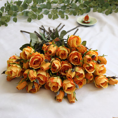 Charming 3-Head Artificial Miniature Rose Bouquet - Perfect for Rustic Weddings, Home Décor, and Everyday Freshness