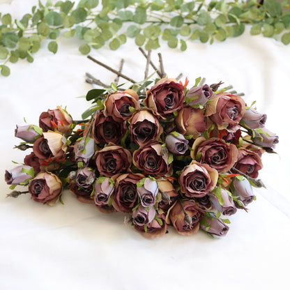 Charming 3-Head Artificial Miniature Rose Bouquet - Perfect for Rustic Weddings, Home Décor, and Everyday Freshness