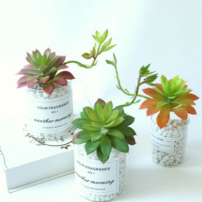 Lifelike Succulent Plant with Flower - Artificial Night-Blooming Lotus for Home Decor, Wedding Decoration, and Faux Plant Wall Art - Model MW17694