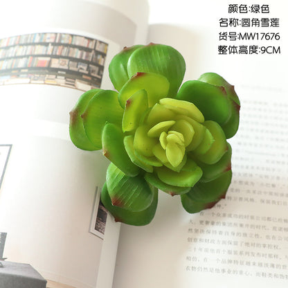 Realistic Round-Cornered Snow Lotus Fake Indoor Plant - Stunning Wall Décor with Lifelong Durability, Perfect for Mini Garden Scenery and Succulent Arrangements (MW17676)