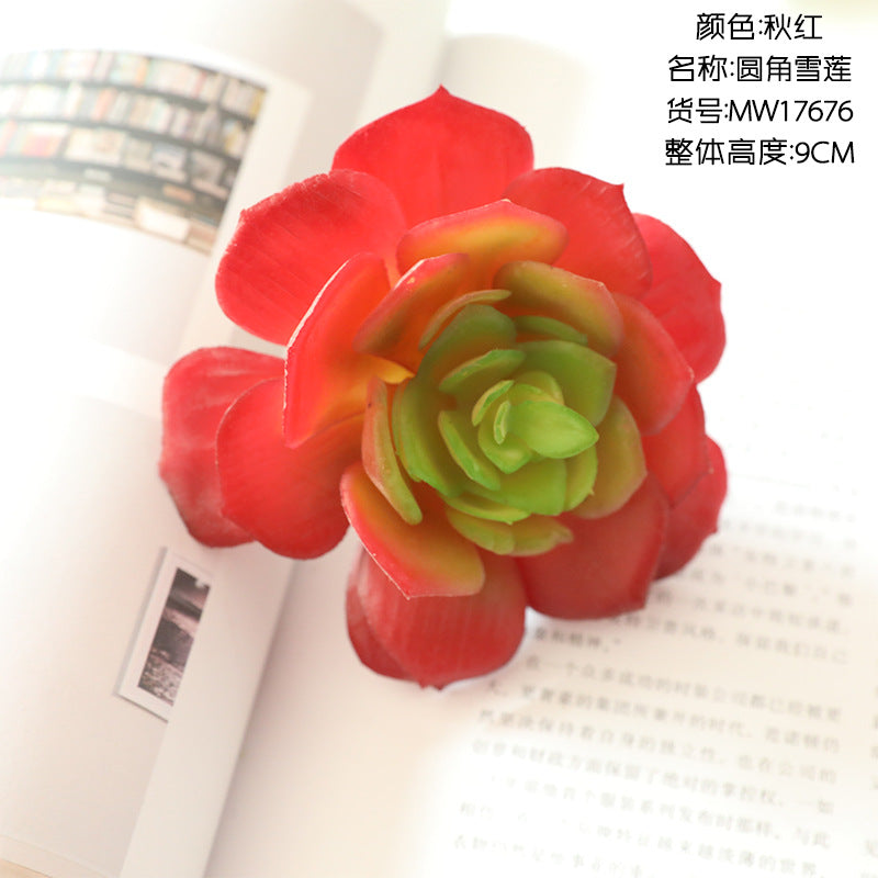 Realistic Round-Cornered Snow Lotus Fake Indoor Plant - Stunning Wall Décor with Lifelong Durability, Perfect for Mini Garden Scenery and Succulent Arrangements (MW17676)