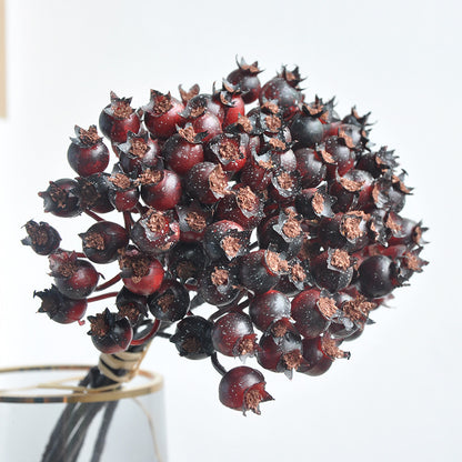 Realistic Berry and Bloom Bouquet with Faux Roses, Hawthorn, and Crabapple Flowers – Perfect for Home Decor and Wedding Floral Arrangements