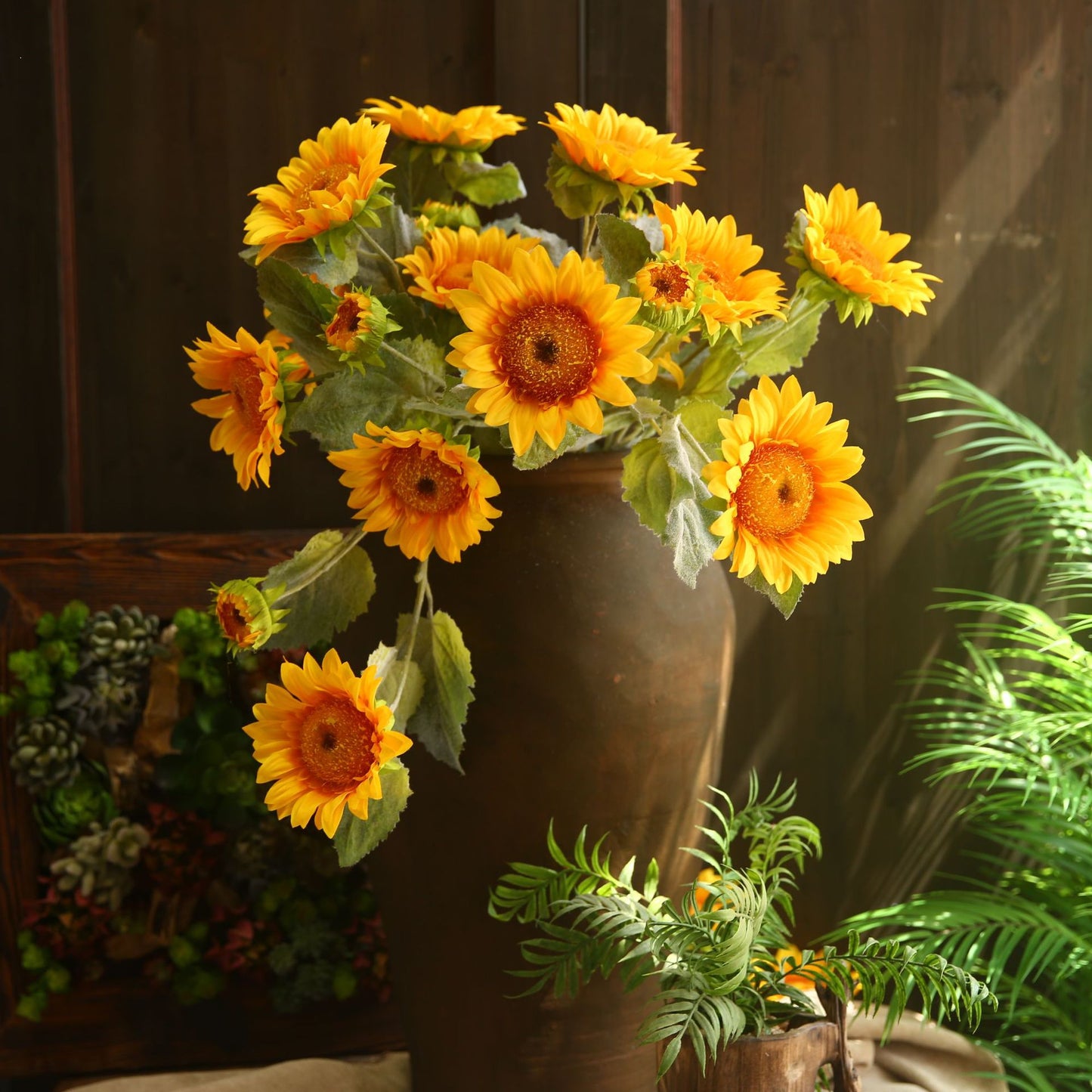 Realistic Sunflower Living Room Decor - Stunning Faux Silk Sunflowers for Beautiful Home Styling & Soft Furnishings