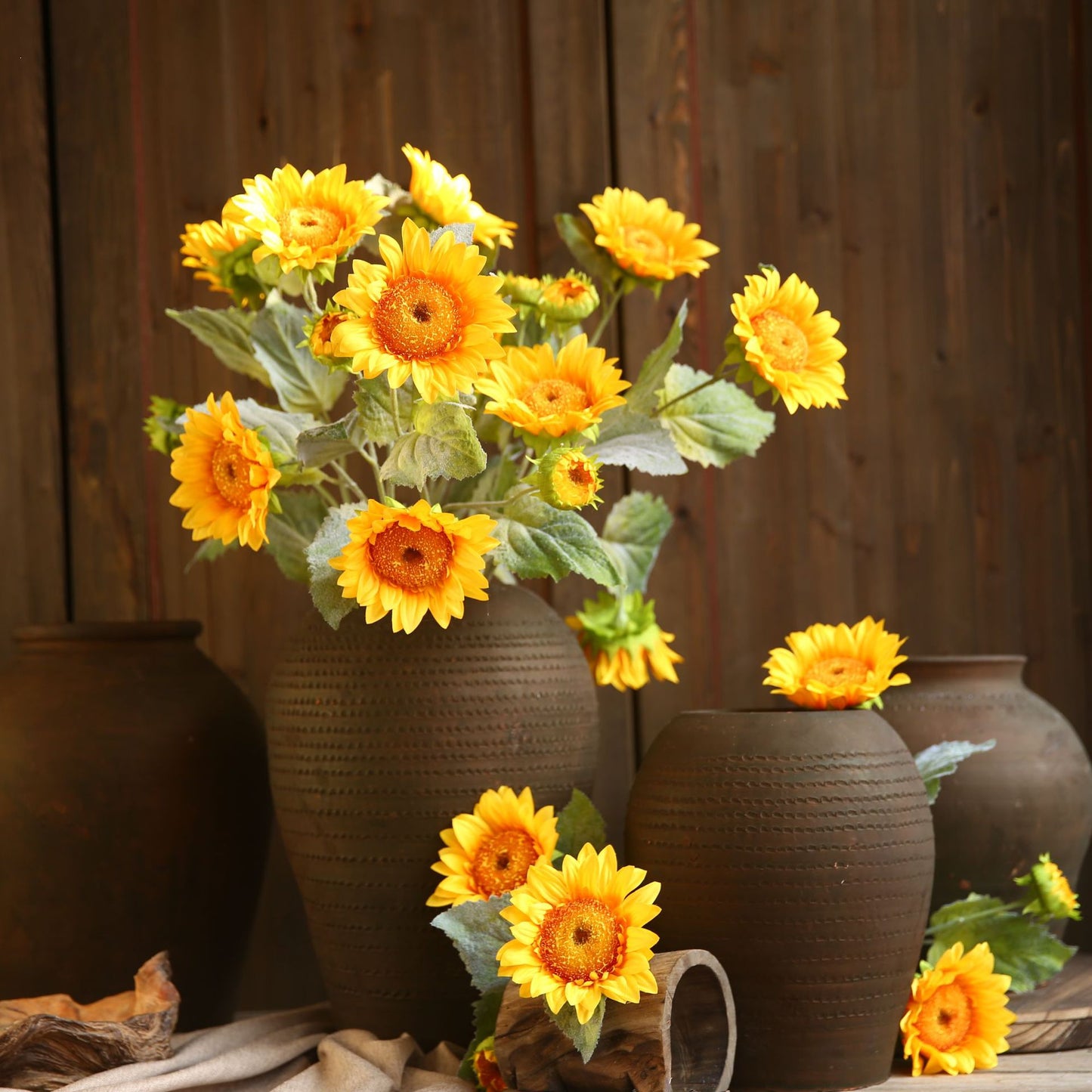 Realistic Sunflower Living Room Decor - Stunning Faux Silk Sunflowers for Beautiful Home Styling & Soft Furnishings