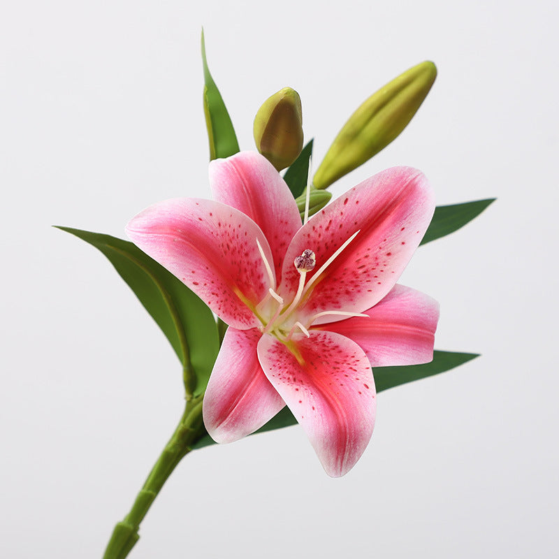 Realistic Miniature Lily Flower Home Decor – Stunning Faux Floral Arrangement for Living Room and Indoor Spaces