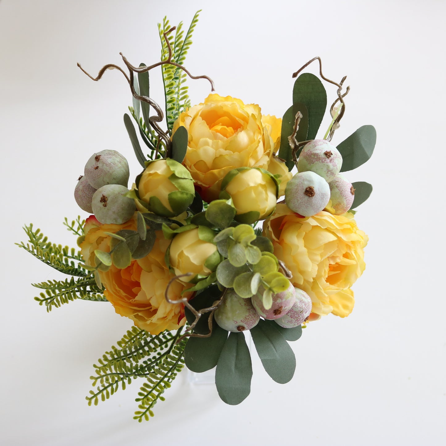 Elegant Scandinavian Bride's Floral Bouquet with Eucalyptus and Peony - Stunning Decorative Centerpiece for Dining Table and Coffee Table