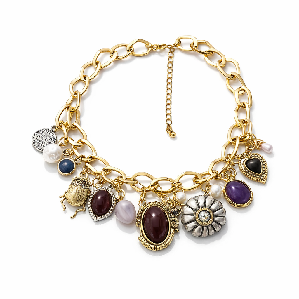 ZA Casual Luxury Vintage Style Trendy Pendant Chain Necklace – Versatile Artistic Designs for Women