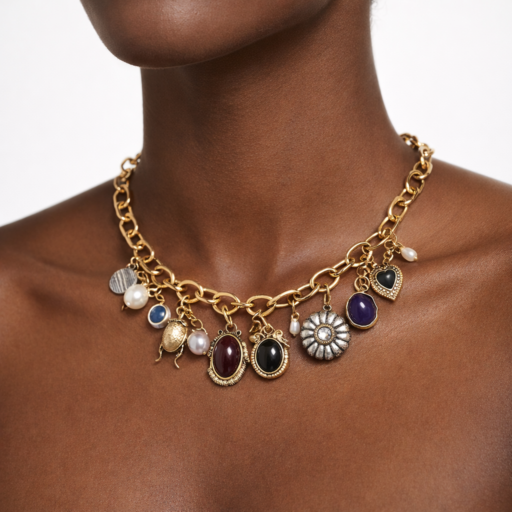 ZA Casual Luxury Vintage Style Trendy Pendant Chain Necklace – Versatile Artistic Designs for Women