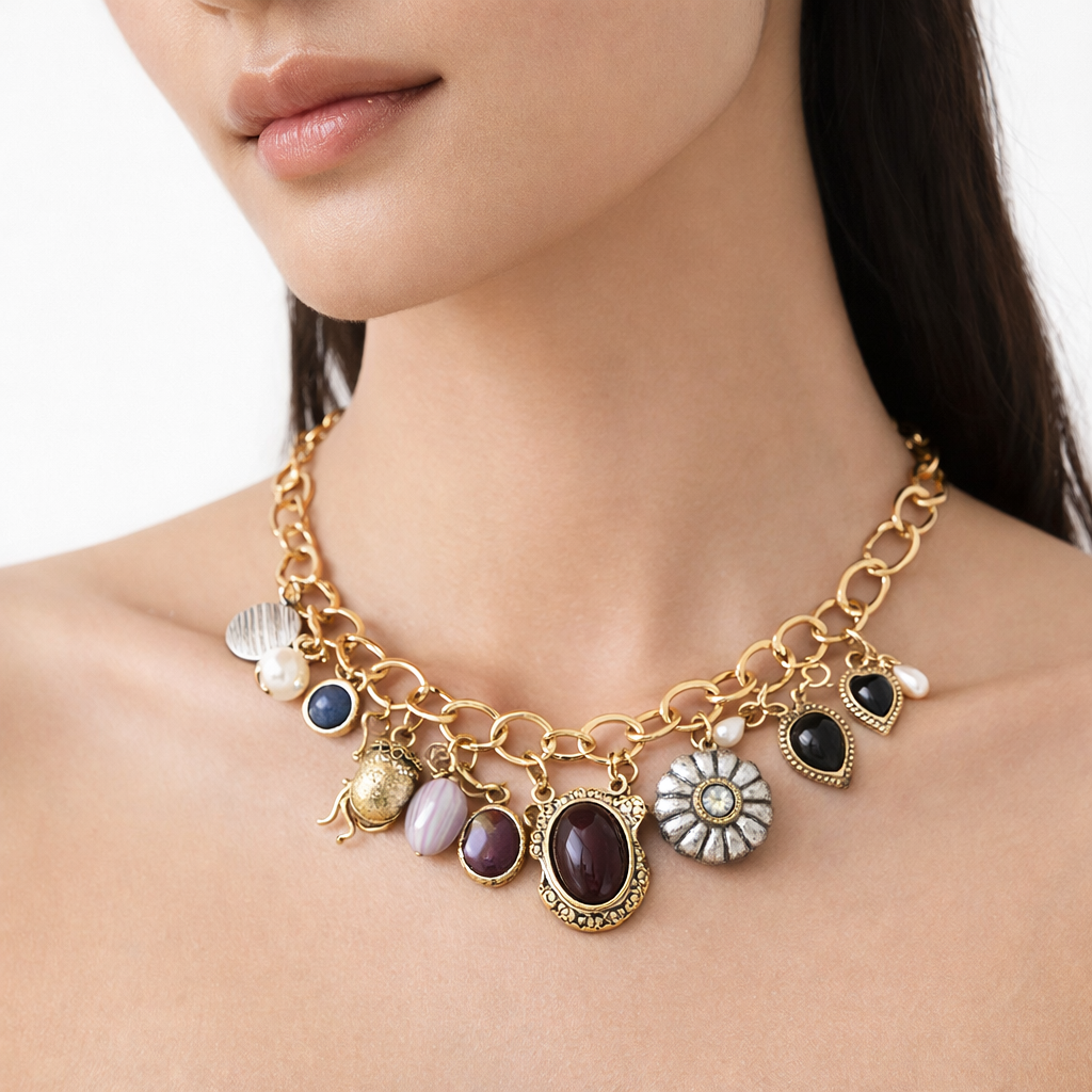 ZA Casual Luxury Vintage Style Trendy Pendant Chain Necklace – Versatile Artistic Designs for Women