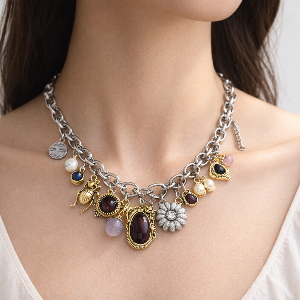 ZA Casual Luxury Vintage Style Trendy Pendant Chain Necklace – Versatile Artistic Designs for Women