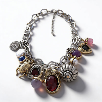 ZA Chic Luxury Vintage-Inspired Fashion Trendy Pendant Chain Necklace - Versatile Artistic Jewelry for Women