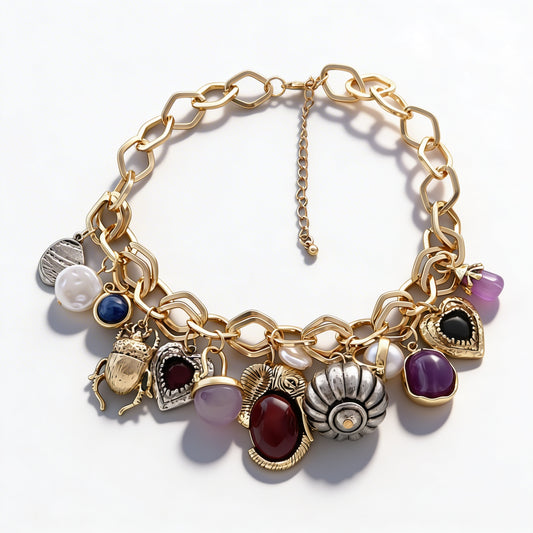 ZA Casual Luxe Vintage-Inspired Trendy Pendant Chain Necklace - Versatile, Artistic Jewelry for Women