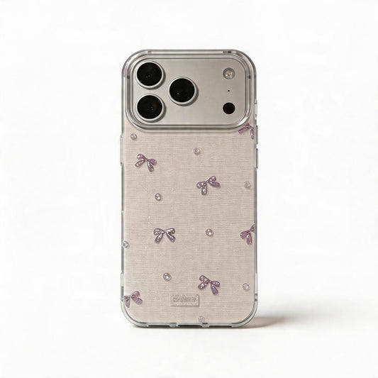 Gray Bow Glitter Soft Phone Case for iPhone