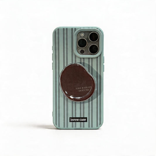 Vintage Brown Striped Soft Phone Case with Stand for iPhone