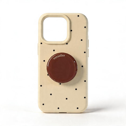 Cream Vintage Polka Dot Stand Phone Case for iPhone