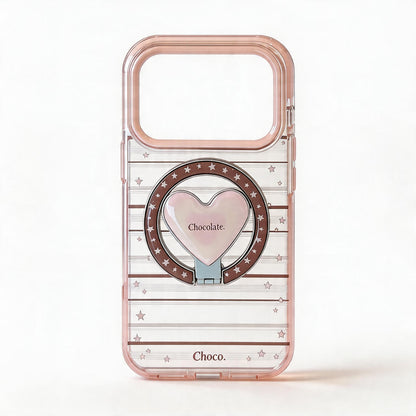 Pink Star Heart Magnetic Stand Phone Case for iPhone