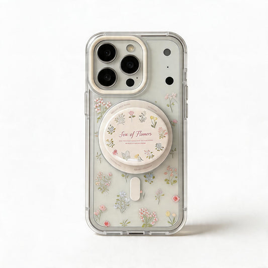 Soft Pink Floral Transparent Phone Case for iPhone