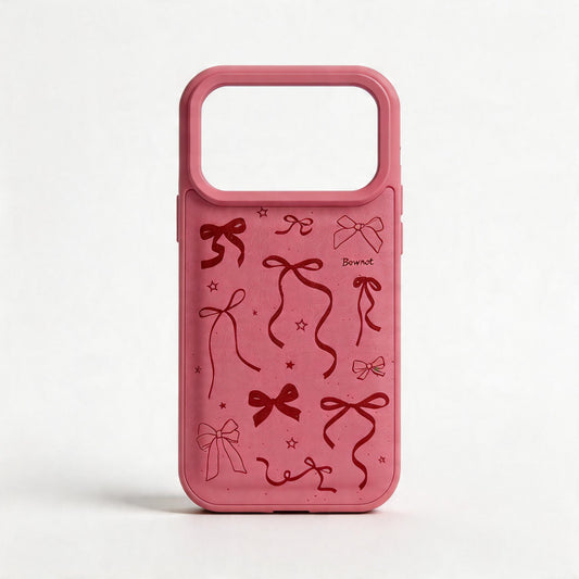 Hot Pink Bow Design Shockproof Phone Case for iPhone