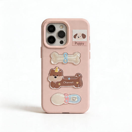 Cute Pink Puppy Bone 3D Phone Case for iPhone