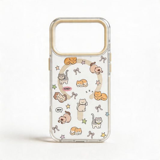 Cute Gold Cat Design Soft Phone Case for iPhone