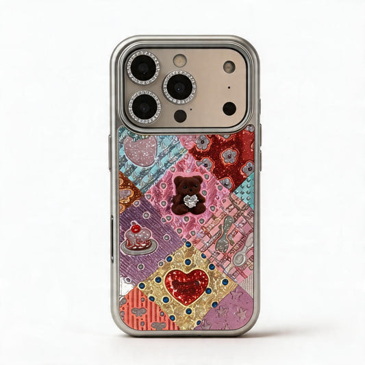 Pink Bear Glitter Soft Phone Case for iPhone