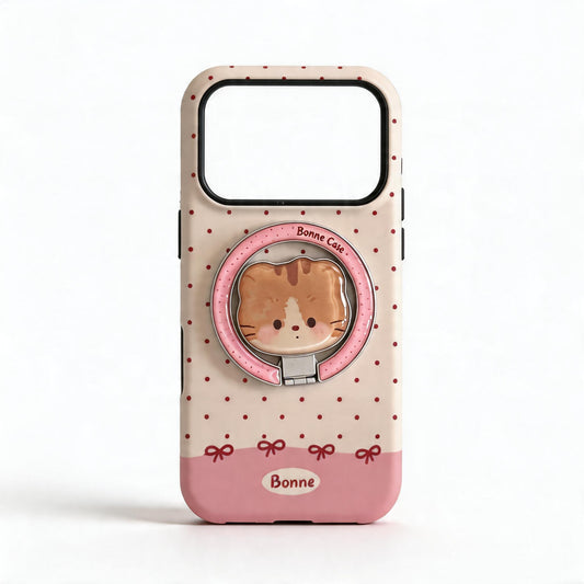 Cute Cream Polka Dot Soft Phone Case with Stand for iPhone