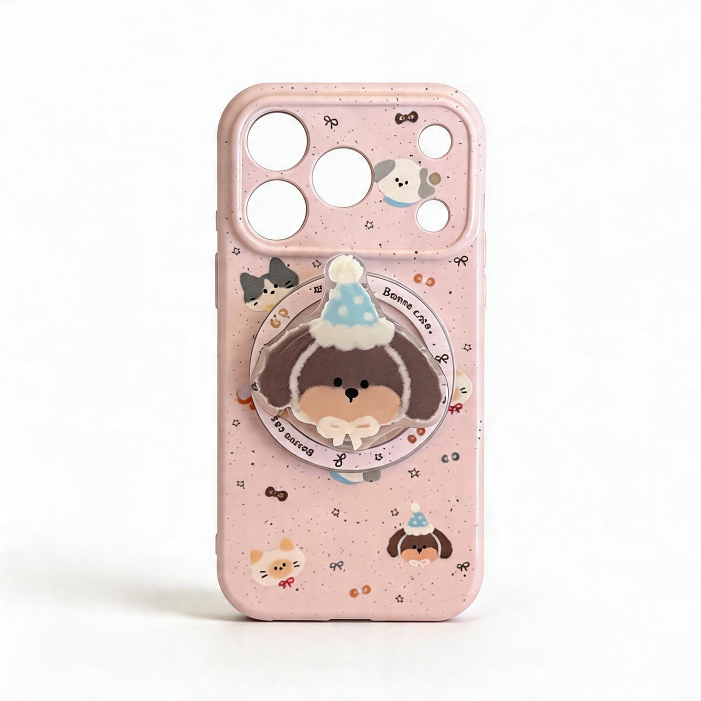 Cute Cartoon Puppy Design Magnetic Stand Phone Case for iPhone