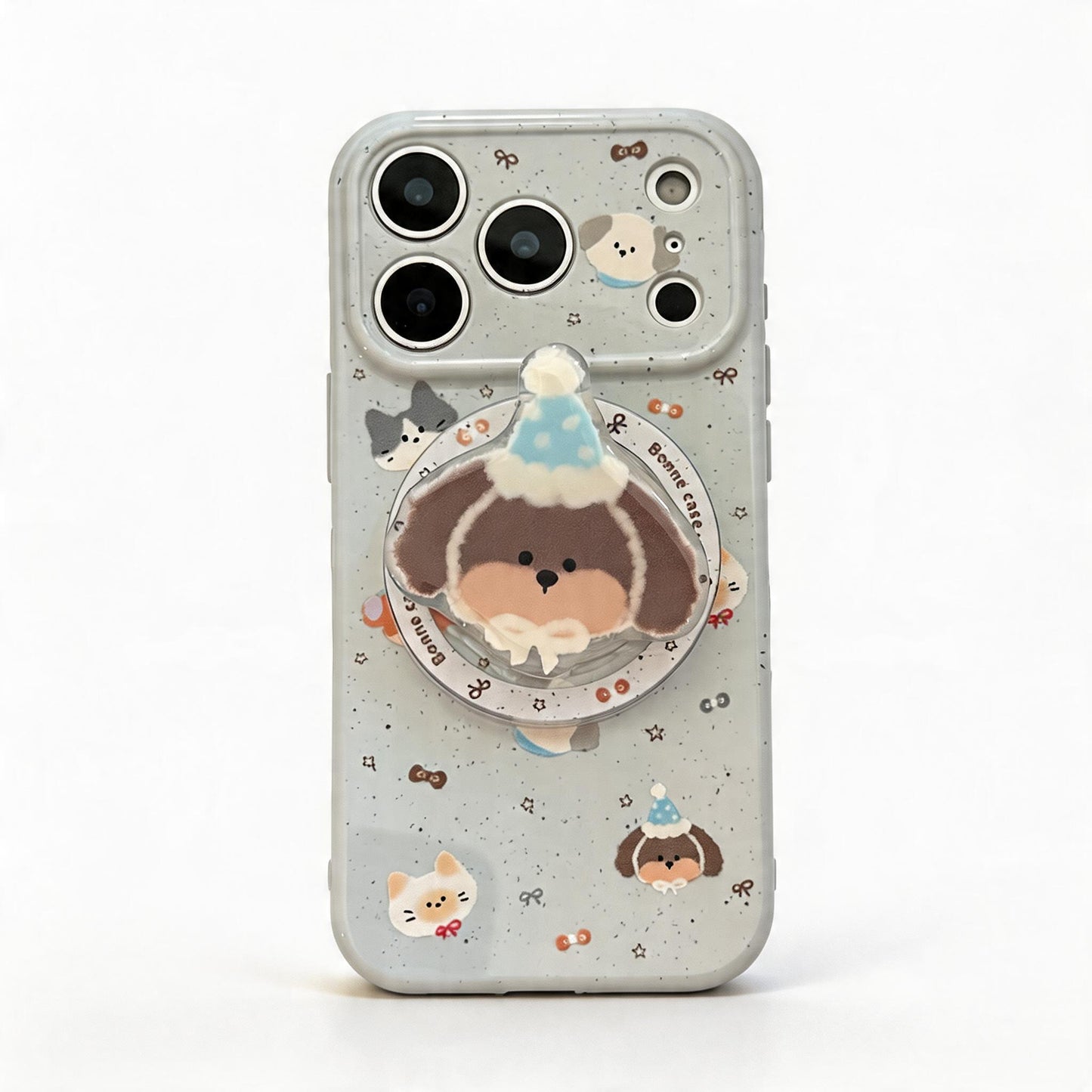 Cute Cartoon Puppy Design Magnetic Stand Phone Case for iPhone