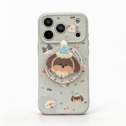Cute Cartoon Puppy Design Magnetic Stand Phone Case for iPhone