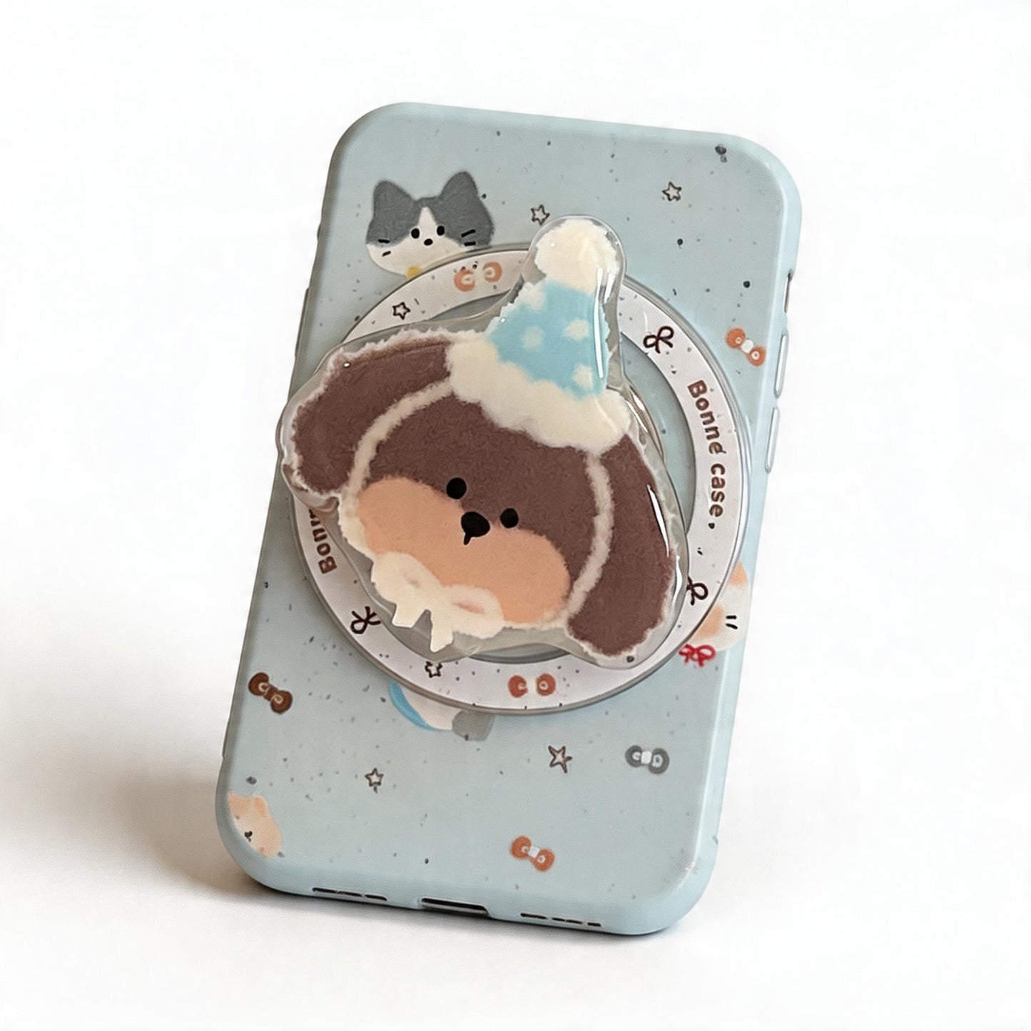 Cute Cartoon Puppy Design Magnetic Stand Phone Case for iPhone