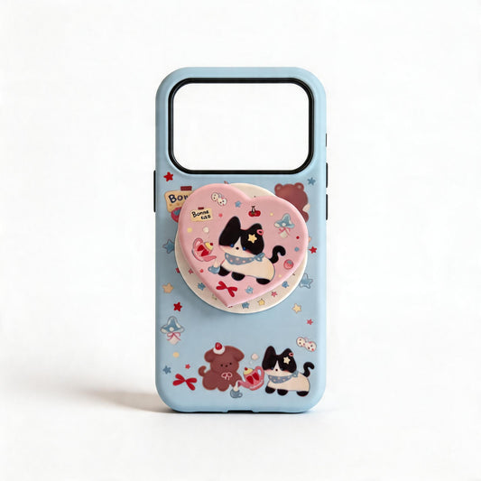 Cute Cat Design Soft Phone Case for iPhone with Magnetic Stand