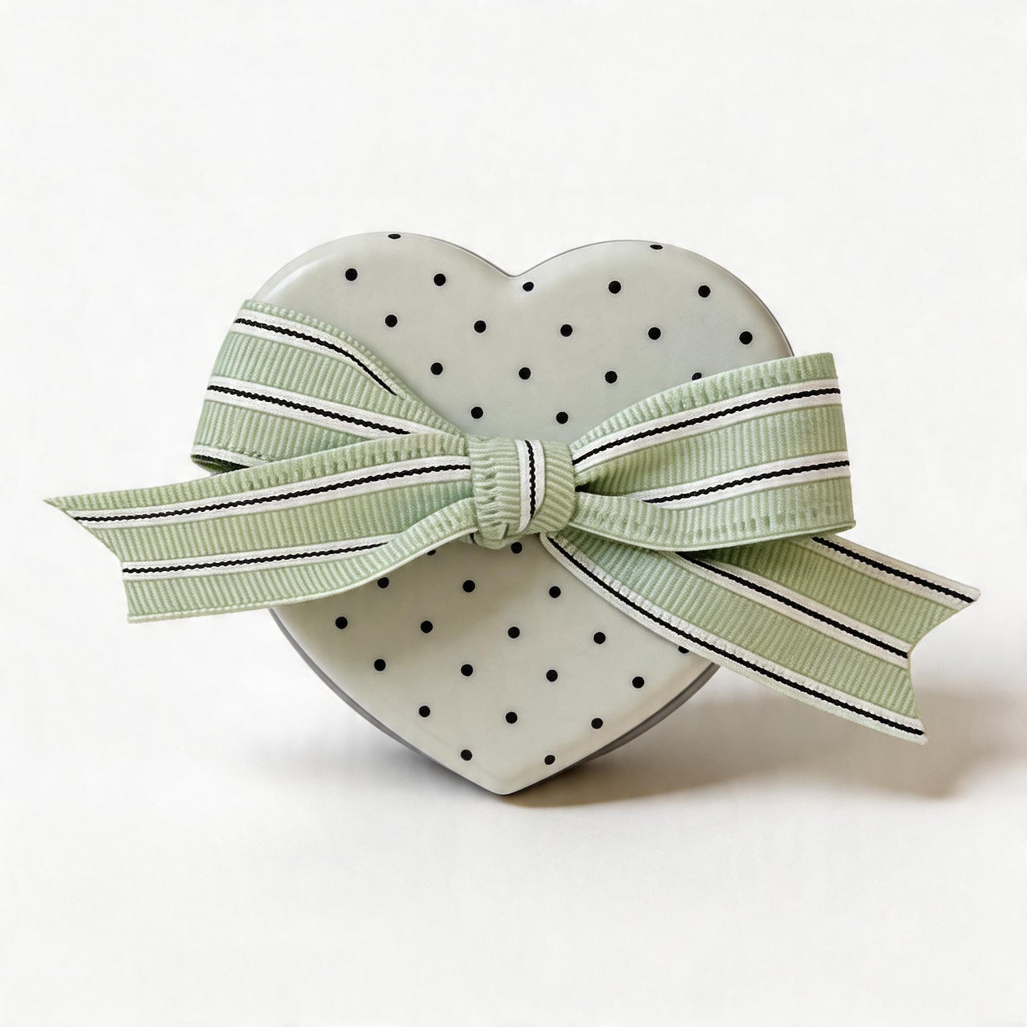 Cream Striped Heart Bow Soft Phone Case for iPhone