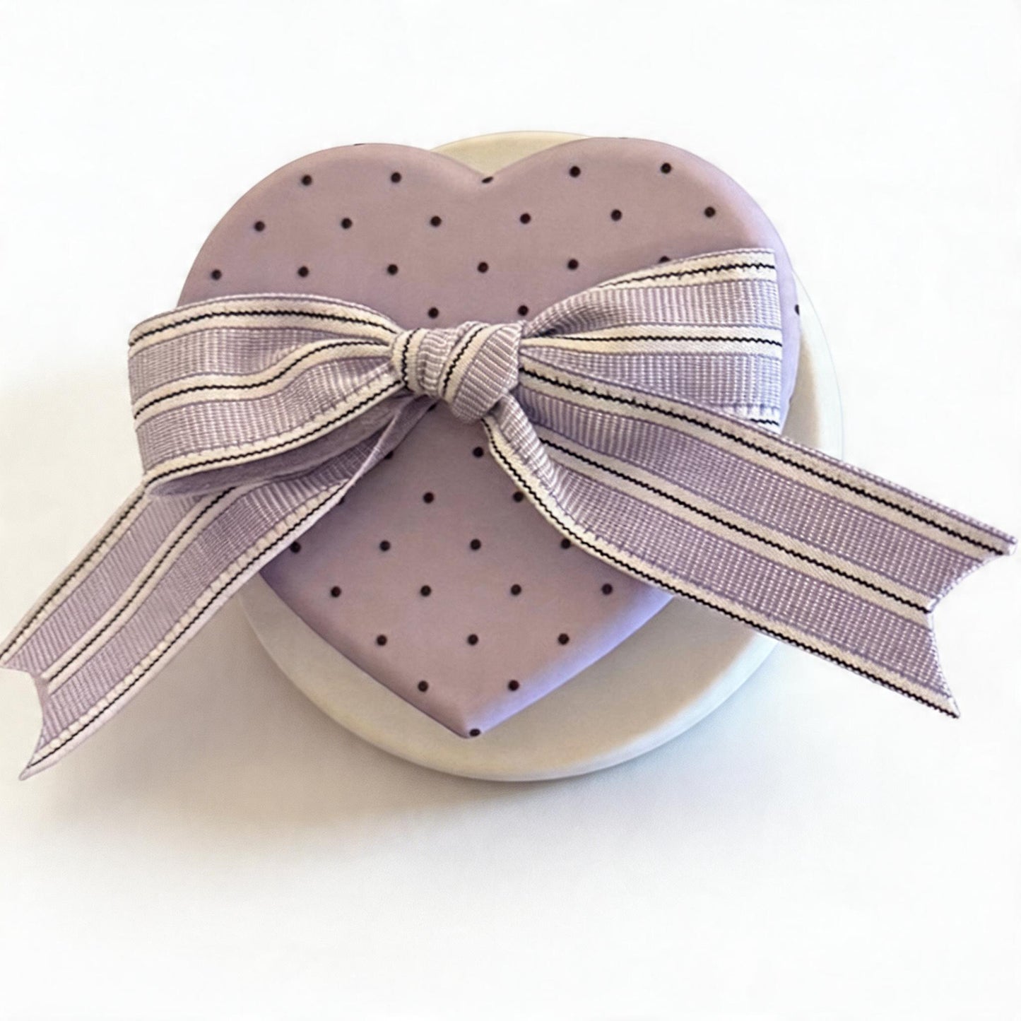 Cream Striped Heart Bow Soft Phone Case for iPhone