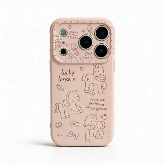 Minimalist Line Art Pony Soft Phone Case for iPhone
